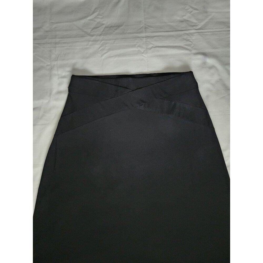 ECI New York Women's Solid Black Criss-Cross Pull-On Maxi-Length Skirt Sz Large - Picture 4 of 10